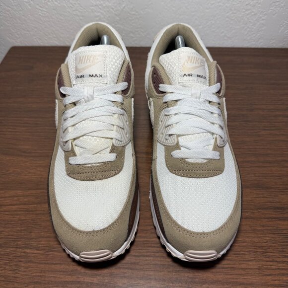 Nike Mens Air Max 90 Sneaker Shoes Size 10.5 Summit White Khaki Tan Brown Sporty - Picture 2 of 14